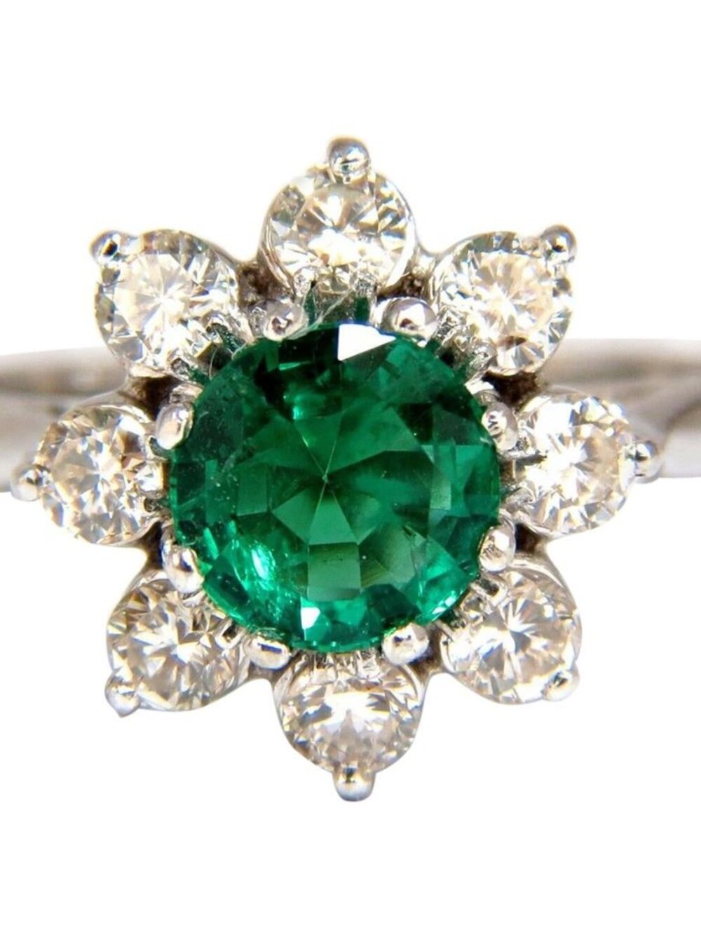 1.72ct natural vivid bright green emerald diamonds ring 14kt*
